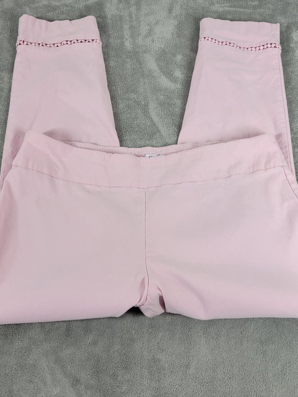 Crown & Ivy Women 20W Pink Cropped Pants Elastic Waist Straight Leg PIN4E